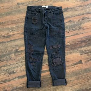 Dittos Black Ripped Moto Jeans